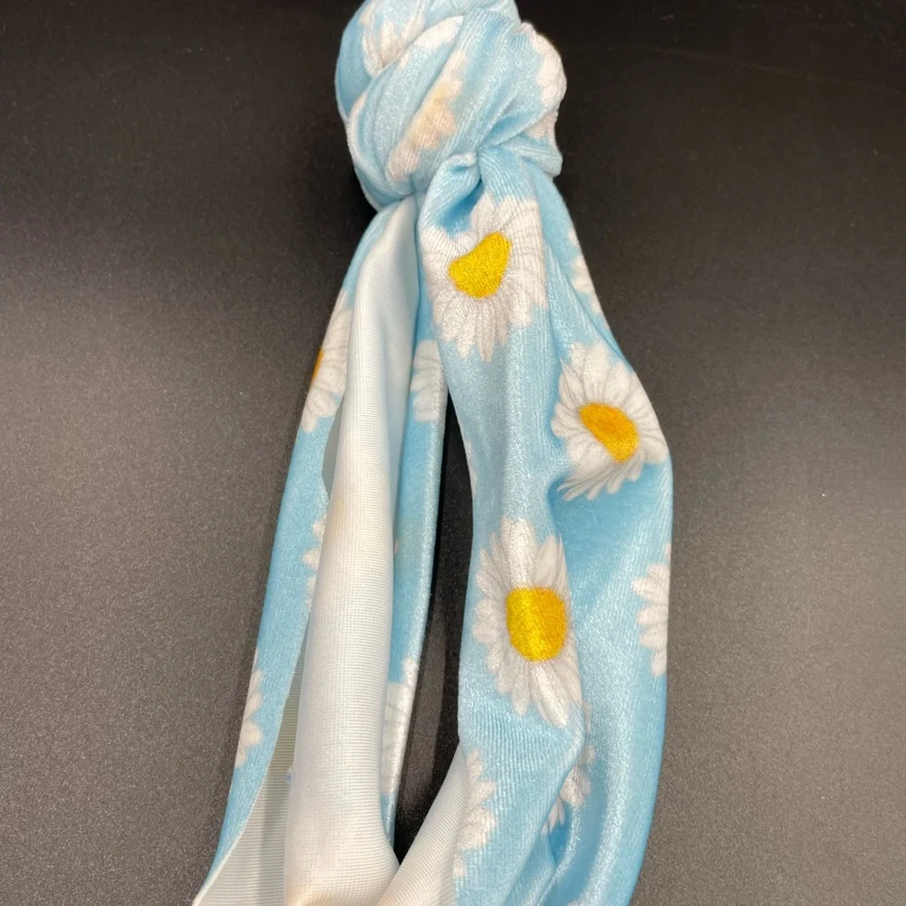 Baby Infant Girls Baby Blue Daisy OS Knotted Headband